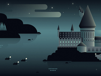 Hogwarts castle design flat harry potter illustration illustrator magic vector