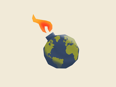 Earth Bomb climate change design earth fire flat fuze graphic design icon illustration planet vector weather