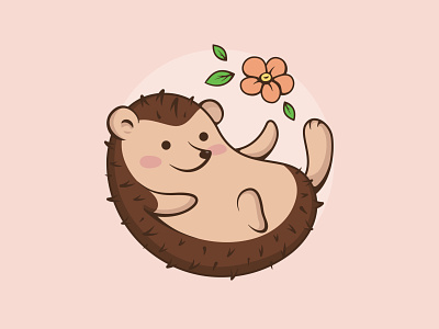 Hedgehog illustration animal art branding cute design flat flower funny hedgehog icon illustration illustrator leaves logo vector