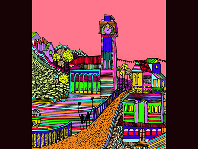 Travel diary: Darjeeling clock tower illustration artstudio colorful colors comic art creative creativity design drawing fantasy illustration illustrations poster travel traveling vector
