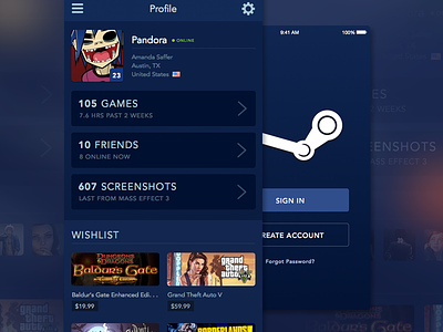 Steam Mobile - UI Concepts / Update app interface ios profile steam steam mobile ui user interface video games