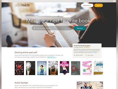 Goodreads Redesign authors books goodreads novels reading redesign sketch web design