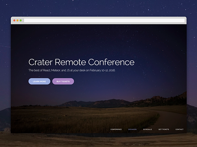 UI Challenge Day 003 - Landing Page conference crater graphql javascript meteor meteorjs react reactjs remote conference
