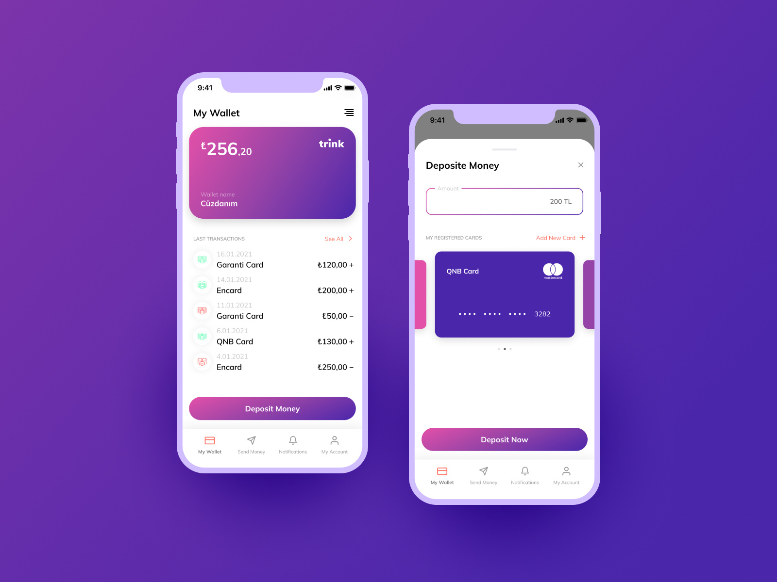 Trink Mobile Wallet App by Berkay Beskok on Dribbble