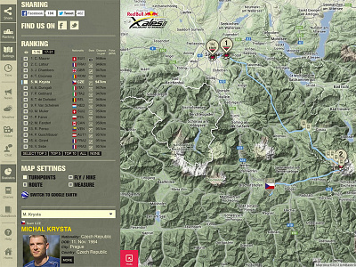 Red Bull Xalps Live Tracking flat google earth google maps icons paragliding red bull tracking user interafce