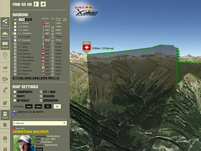 Red Bull Xalps Live Tracking - Earth view close up flat google earth google maps icons paragliding red bull tracking user interafce