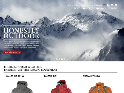 Website screendesign outdoor apparel