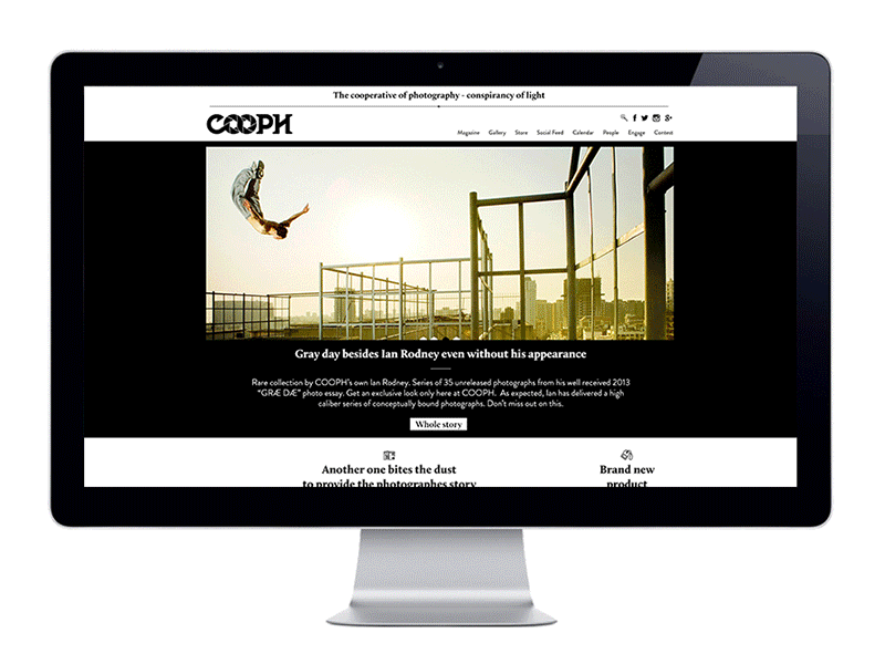 Cooph Dribbble black black and white grid magazine minimal photography portfolio responsive webdesign website