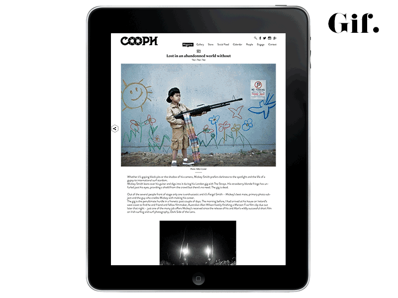 Cooph - Scrolling black and white grid magazine minimal photography responsive scrolling sticky header website