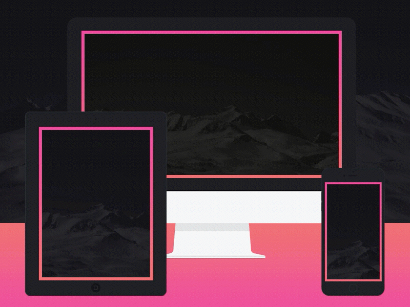 Hello 2018 Wallpaper Teaser animation black design gif gradient mountain neon quote ux vibrant wallpaper