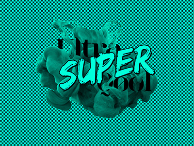 Ultra Super Qøøl clouds digital art graphic design illustration neon typography