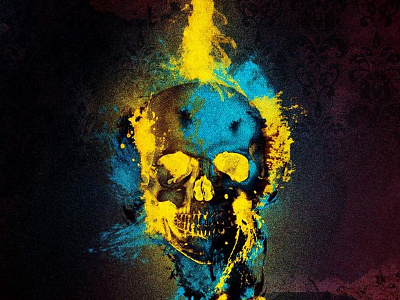 God's sake digital art illustration skull splats splatter texture