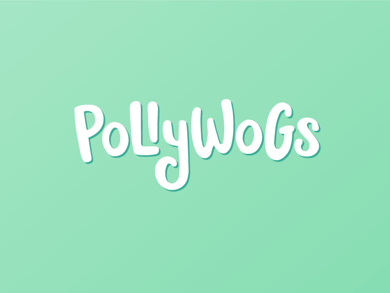 Pollywogs logo app branding daycare logo mark pollywogs typography