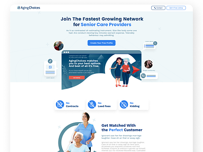 Care Provider Web Page design