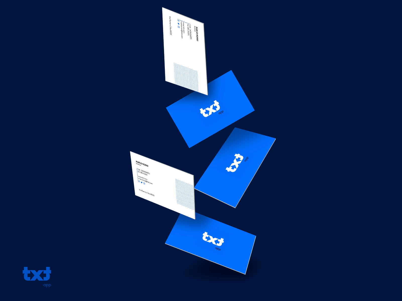 Txt | App Branding app arrow blue brand branding branding design business card card logo logodesign logotype mark minimal mockup vector