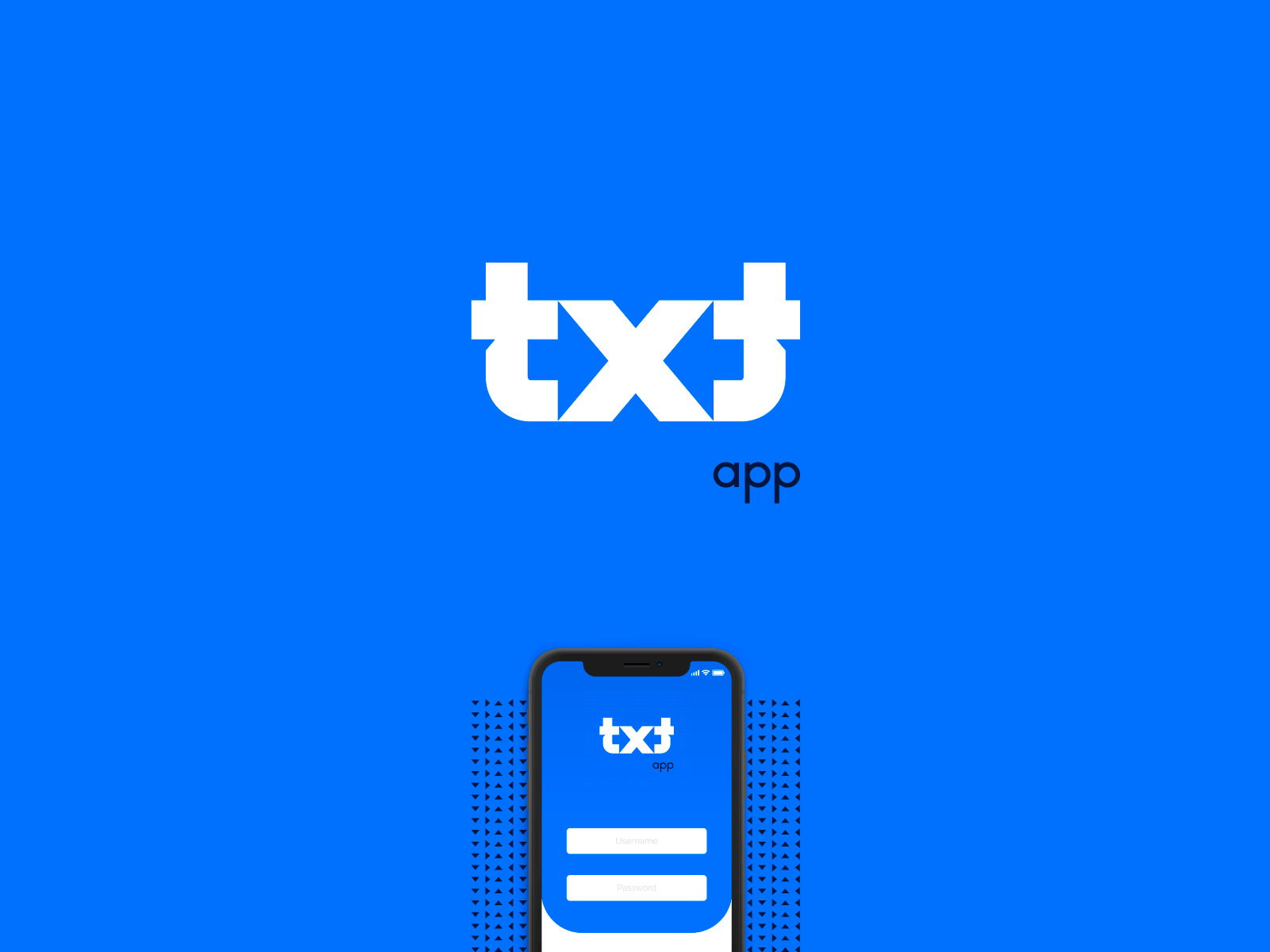 Txt | App Branding app arrow blue brand branding branding design customtype flat geometic gestalt icon logo logotype mark minimal mockup negative space typography