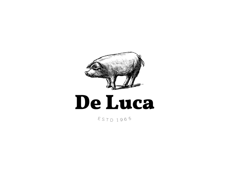 De Luca - Butcher Logo black white branding butcher butchery font lineart logo logodesign meat old oldstyle pork