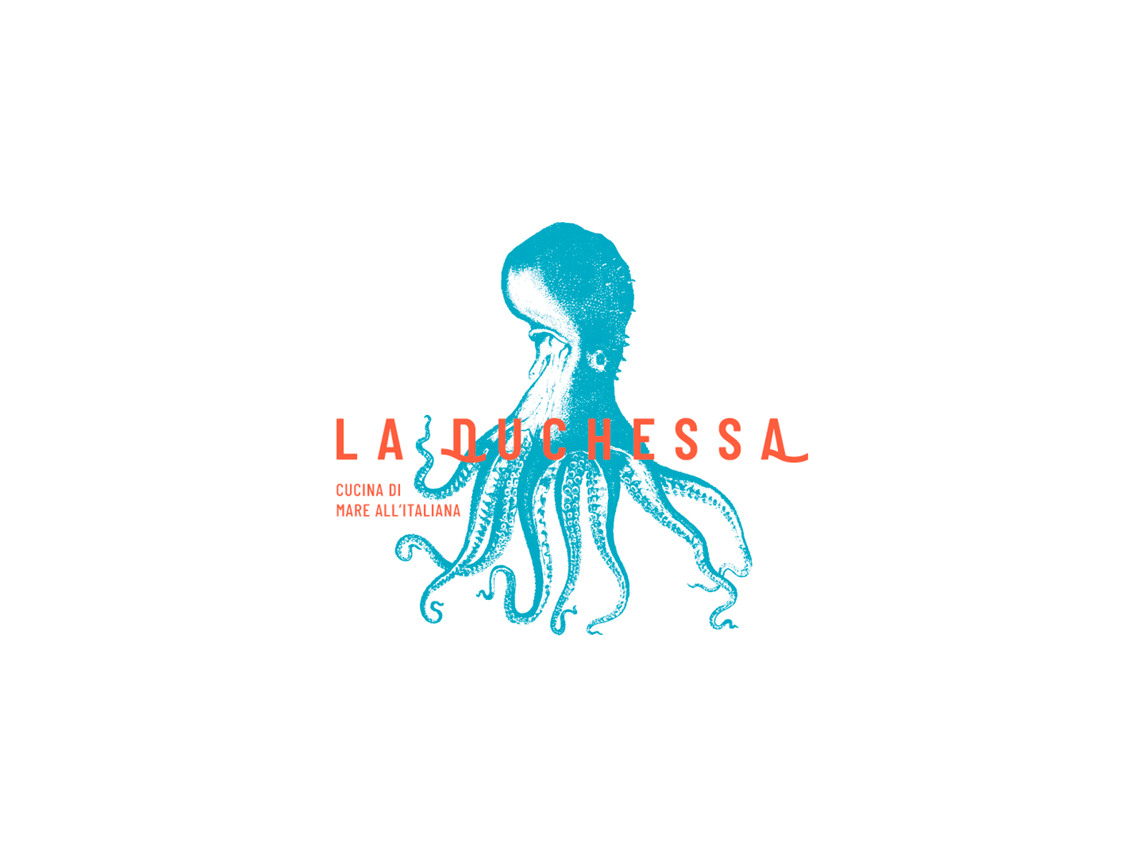 La Duchessa // Italian Seafood Restaurant blue branding branding design customtype engraving fish food illustration logo logodesign logotype mark octopus pastels restaurant sea seafood typography vector