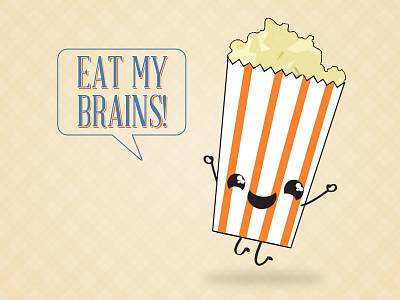 Popcorn Love blue design orange pattern theatre zombie popcorn