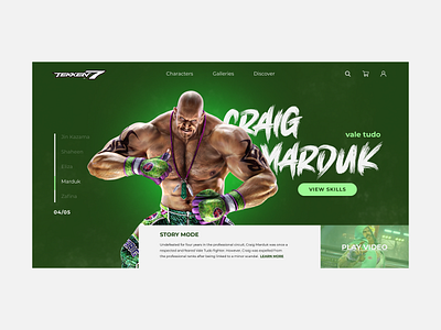TEKKEN | CRAIG MADRUK CHARACTER character choose craig design designui figma game gaming homepage madruk tekken ui user interface ux web web design webdesign