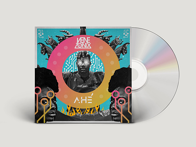 Venezonix - AHÉ afro futurism afrofuturism cd cover collage graphic design mamut miami music record venezonix