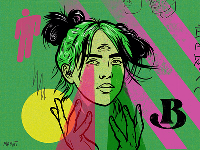 Billie 🤑 abstract billie eilish design graphic illustration mamut miami artist music pop procreate vector