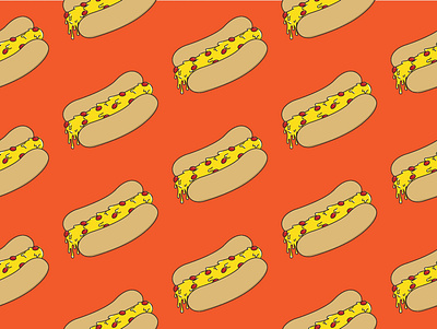 pizza dog orange bright hotdogs illustration orange pattern pattern art pattern artist pattern design pizza pop trippy