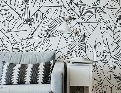 leafy wallpaper black and white pattern pattern art pattern artist pattern design surface pattern wallpaper wallpaper design