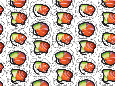 sushi variation bright illustration pattern pattern art pattern artist pattern design surface pattern surface pattern design sushi sushi roll