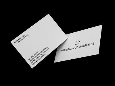 3D mockup of business cards for Inredningskurser