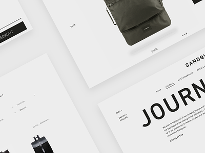 Web Design Concept and Prototype for Sandqvist backpacks minimalist nordic redesign scandinavian sweden ui web webflow webshop