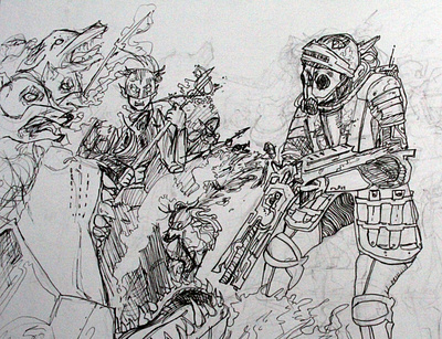 Wolf cried gun illustration inking inktober2019 traditional art