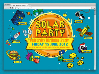 Solar Party Website Home page design party poster web design