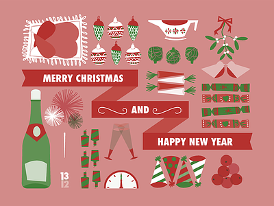 Season's greeting christmas illustration new red year