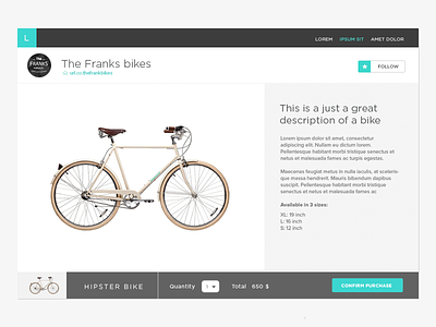 Product bike e-commerce product product page web design