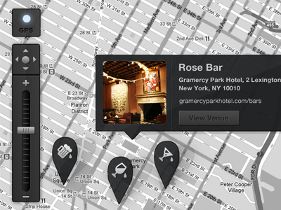 Venue Locations bars button gps location nab popups scroll tag ui ux