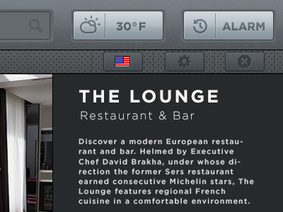 Hotelcloud V2 Navigation alarm buttons flag hotelcloud icons language ui ux weather