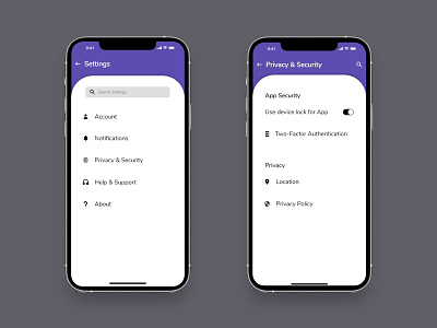 Settings app design minimal ui ux