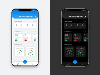 Home Monitoring Dashboard app design minimal ui ux