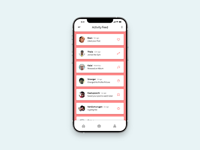 Activity feed app design minimal ui ux