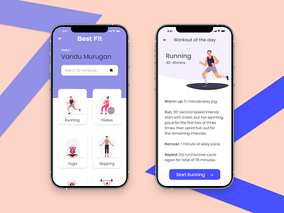 Workout of the day app design minimal ui ux