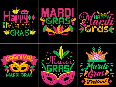 Set of Mardi Gras Festival Typography Quotes