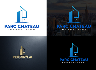 Parc Chateau Logo construction estate home house real estate logo