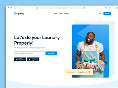 Squeaky Laundry Service — Landing Page branding design inspiration inspo landing page laundry ui uiux user interface ux web web design
