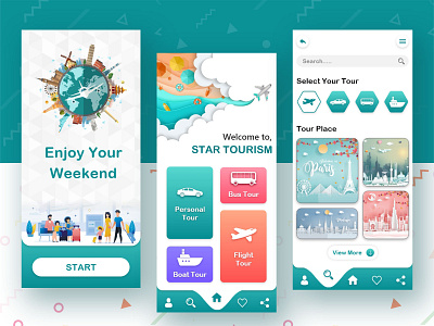 The Tourism App adobe xd app application ui design interactive prototype invision studio mobile app prototype ui ux