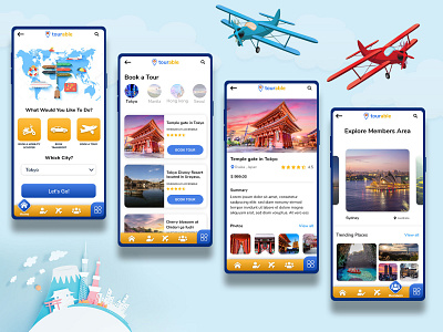 Tourable Tourism App adobe xd app application ui design interactive prototype mobile app prototype ui ux