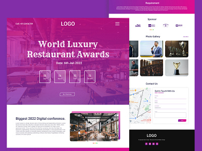 Restaurant Events - Landing Page branding creative design design graphic design illustration logo ui ui design ux vector