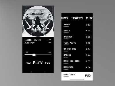 Contemporary music app for iOS ios iphone minimal music app ocr