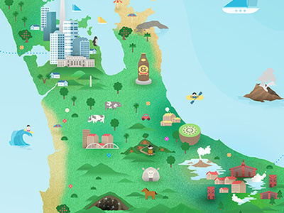 New Zealand illustration map new zealand vector web design website