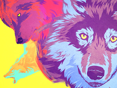 Lazerwolvez animals colorful illustration saturated